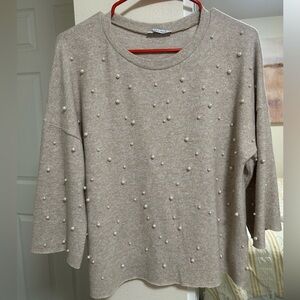 Zara Trafaluc Cream-Beige Knit Sweater